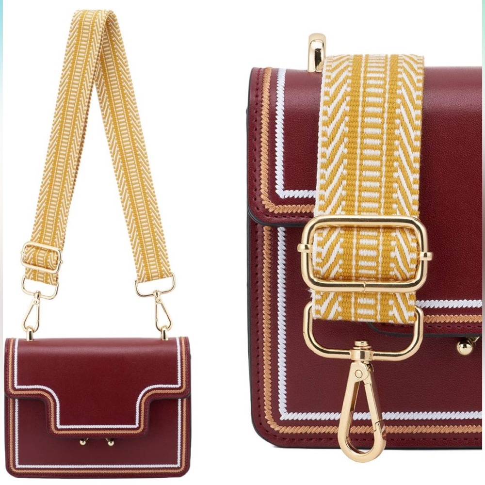 Adjustable Widened Striped Yellow Shoulder Strap